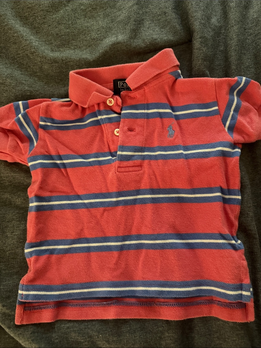 Ralph Lauren Coral & Blue Striped Polo